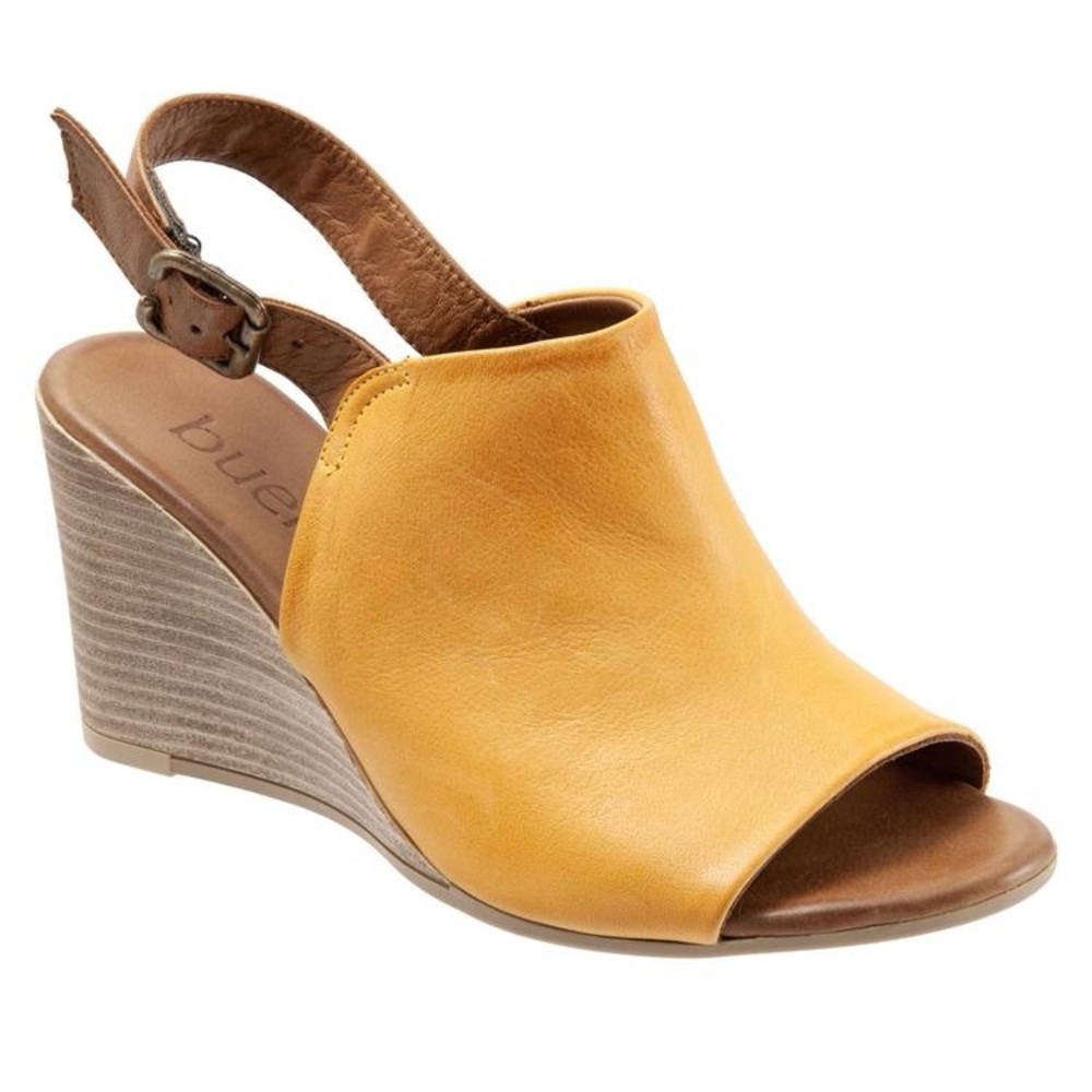 Bueno Fiona Mustard Color Leather Wedges